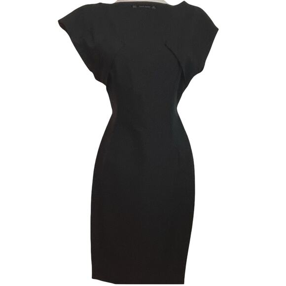 ZARA Basic Line  Business Black Bodycon Dress with Sculpted Seams Size S - Picture 1 of 9